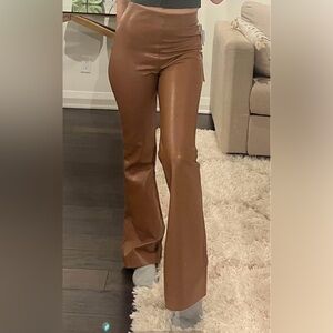 Wilfred Cognac Vegan Leather Flare Pants